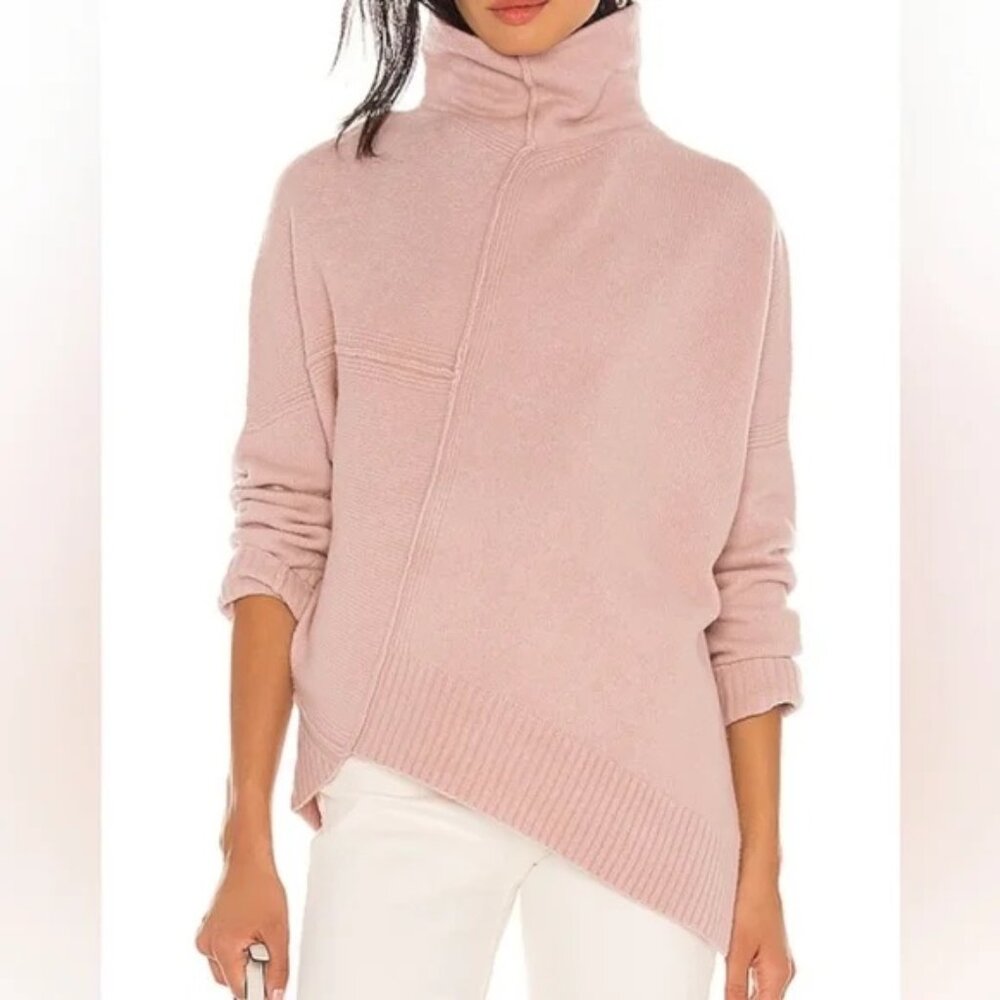 All Saints Asymmetrical Cowl Roll Neck Sweater in Dusty Rose